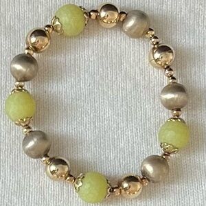 Veronese Gold over 925 Silver Bracelet with Magnetic Clasp & pale green Beads 8"